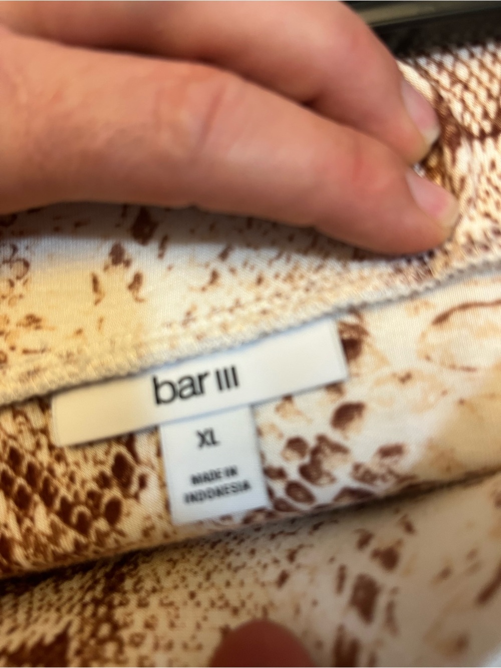 Bar III Brown and Cream Snakeskin skirt